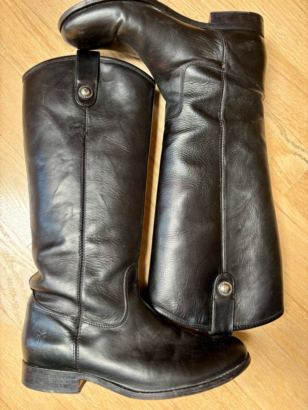 Frye Leather Melissa Button Black Boots